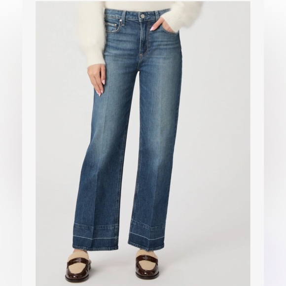 PAIGE Denim - PAIGE Medium Blue Wide Leg Jeans